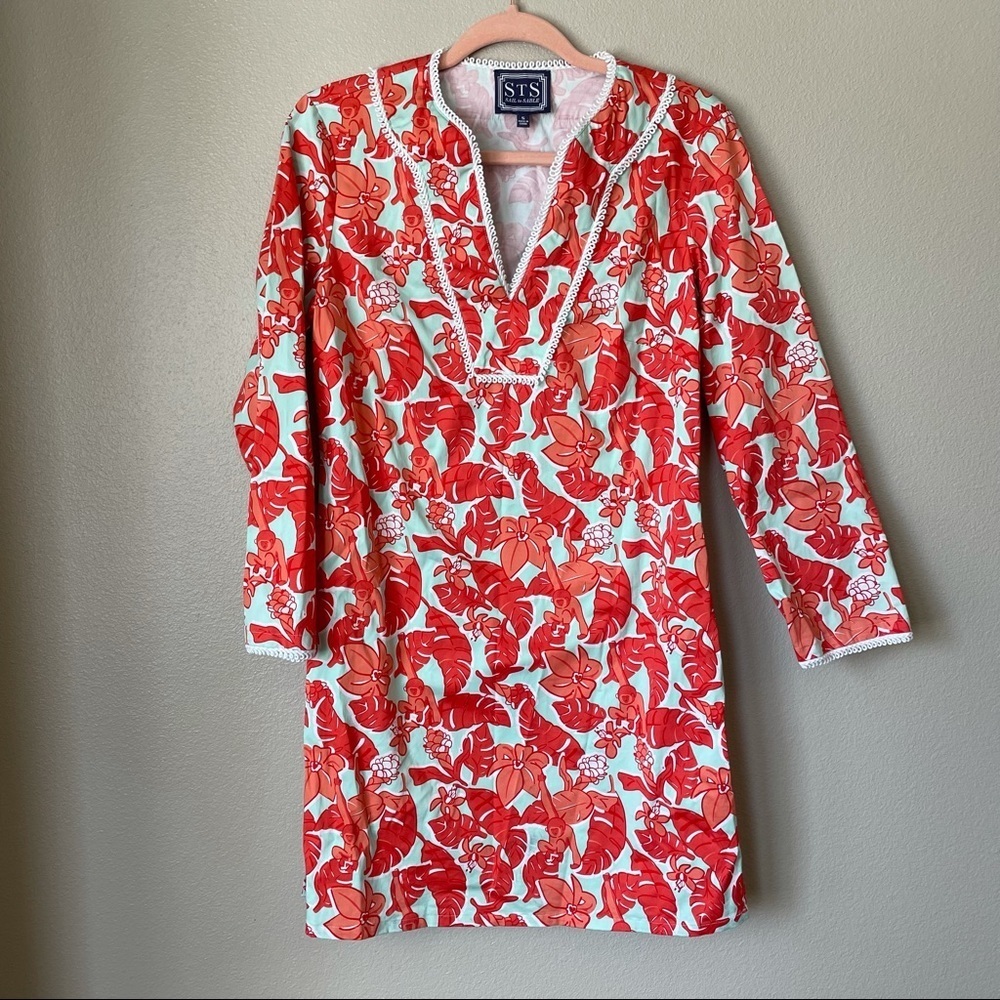 Sail To Sable Tunic Dress In Monkey Palm Leaf, S